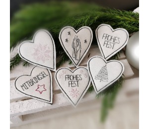 Stickserie ITH - Anhänger Weihnachtsherzen